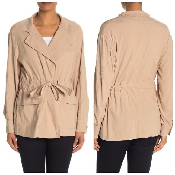 NWT vince. Drapey Linen Blend Jacket in Oatmeal Beige - Picture 2 of 2
